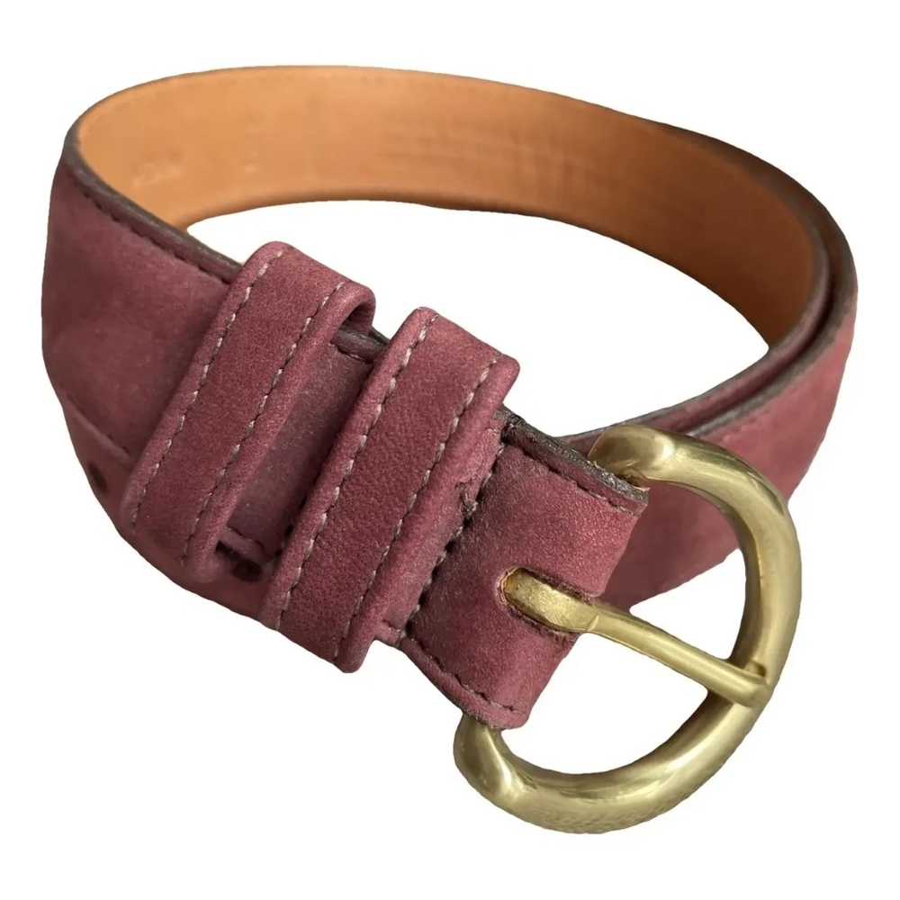 Coach Burgundy/ Cordovan Nubuc XL Belt with Gold Buckle NWOT